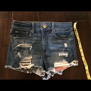 American Eagle jean shorts w/ flag pockets.